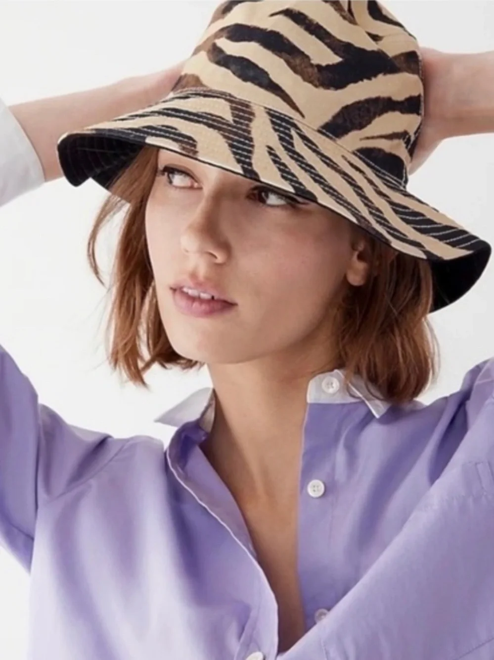 J Crew Zebra Bucket Hat - Stylish Animal Print Size S-M
